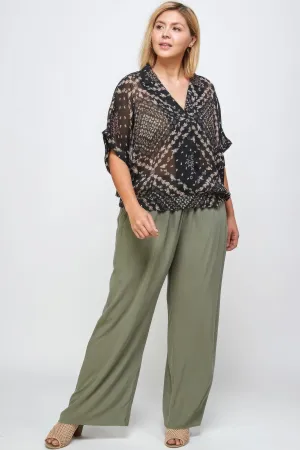 Wide Leg Palazzo Pants - Plus Size