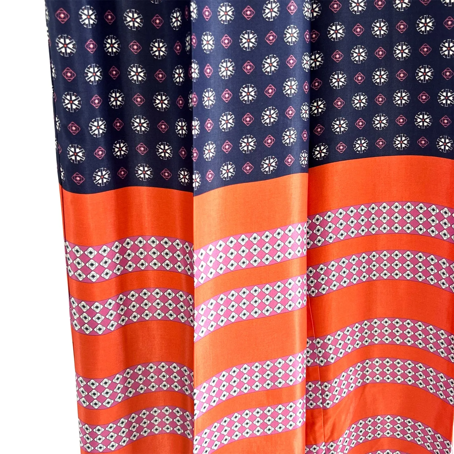 Wide-Leg Pants in Orange & Blue Satin