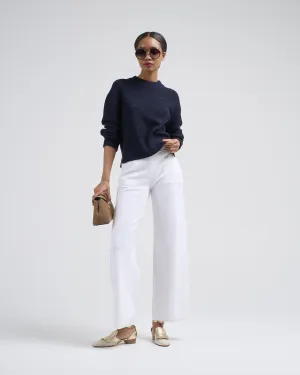 wide pants in couture knit