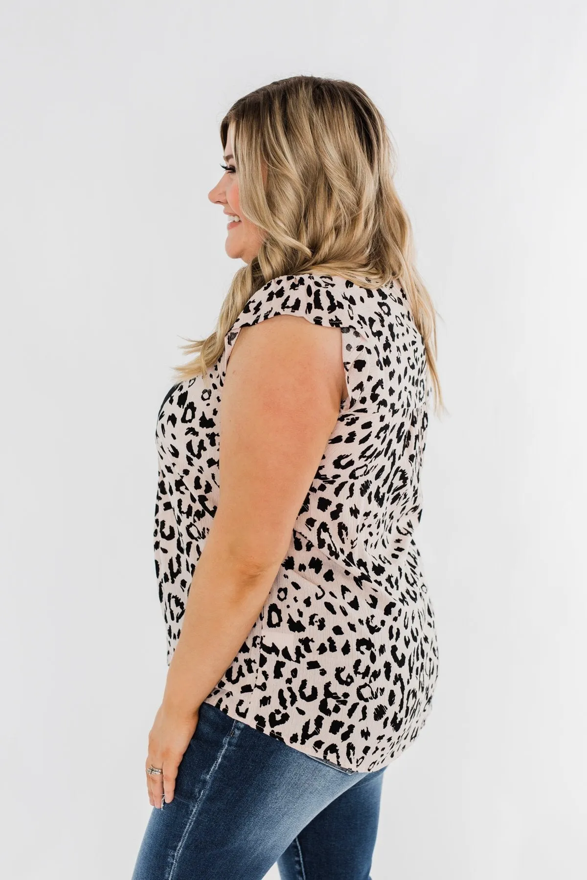Wild Blooms Embroider & Leopard Top- Black & Pink