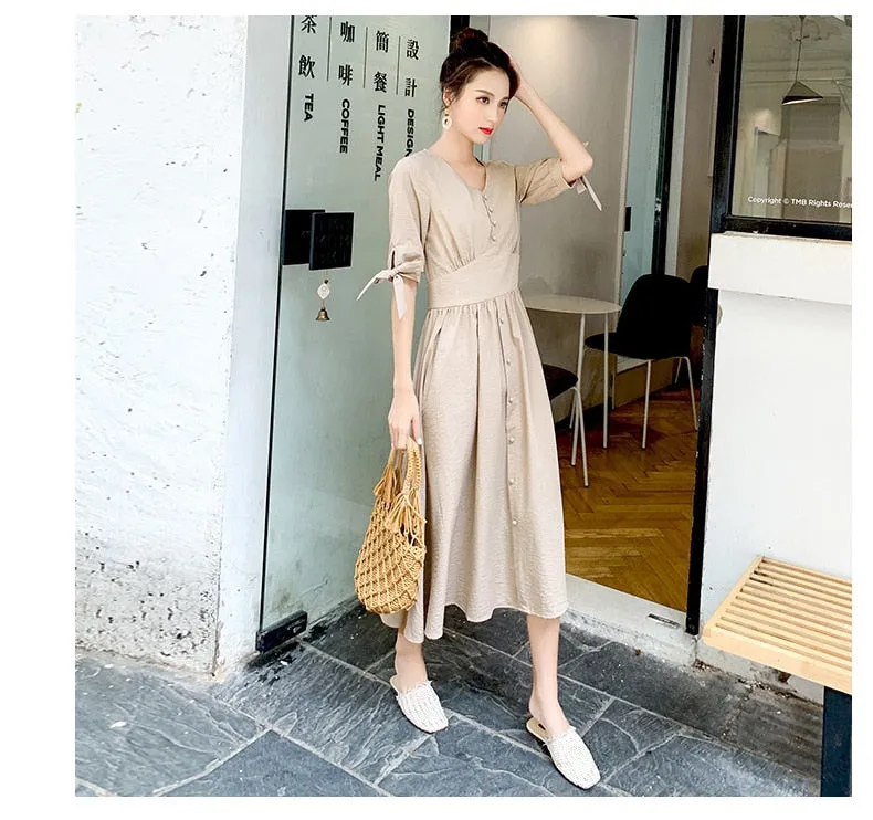 Women Clothing Long Sleeve Maxi Dress Oversized Kaftan Shirt Dress Plus Summer
