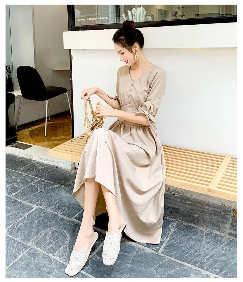 Women Clothing Long Sleeve Maxi Dress Oversized Kaftan Shirt Dress Plus Summer