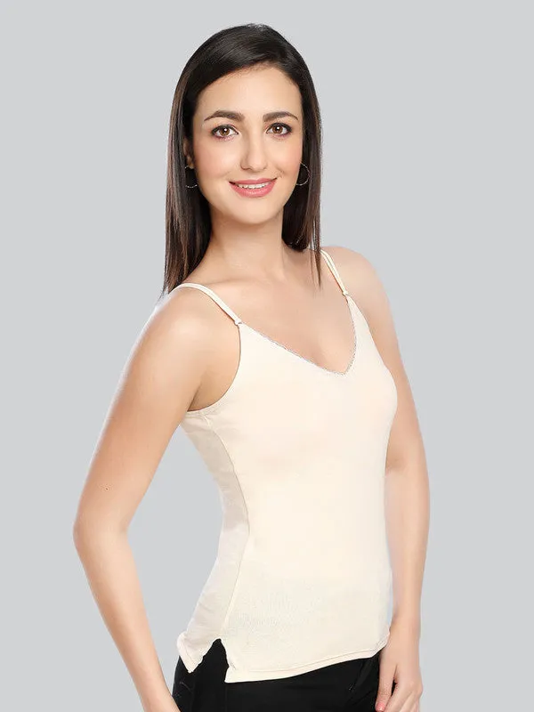 Women Cotton Blend Cream Solid Casual Camisole Cam-02-Cream