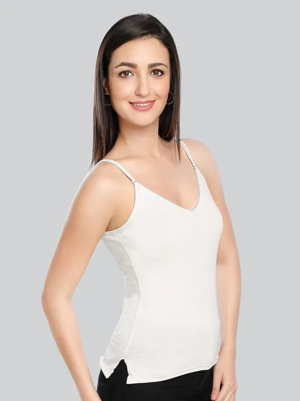 Women Cotton Blend White Solid Casual Camisole Cam-02-White