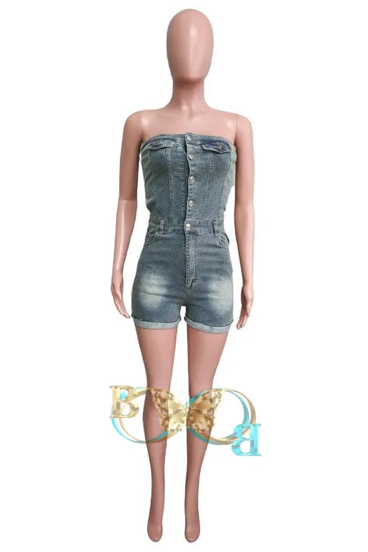WOMEN FASHION DENIM ROMPERS