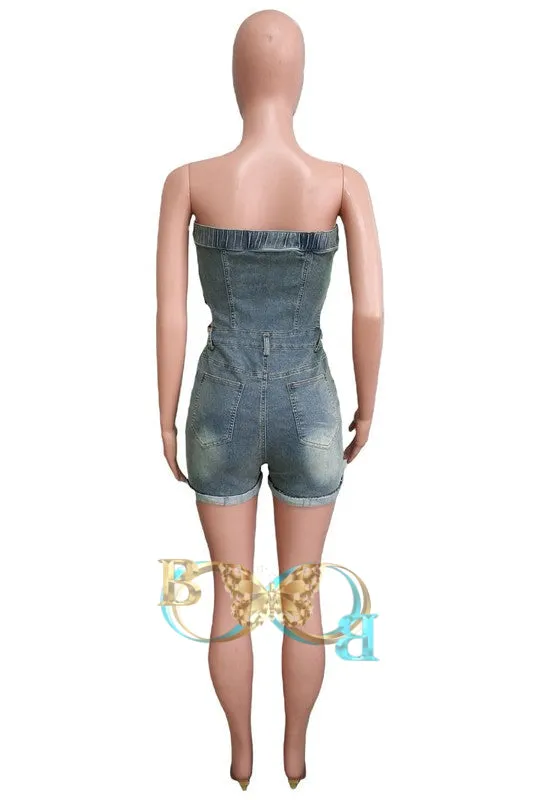 WOMEN FASHION DENIM ROMPERS
