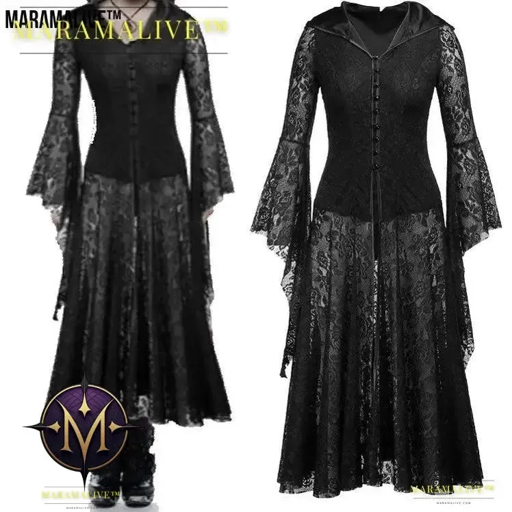 Women's Gothic Vintage Lolita Black Lace Dress Maramalive™