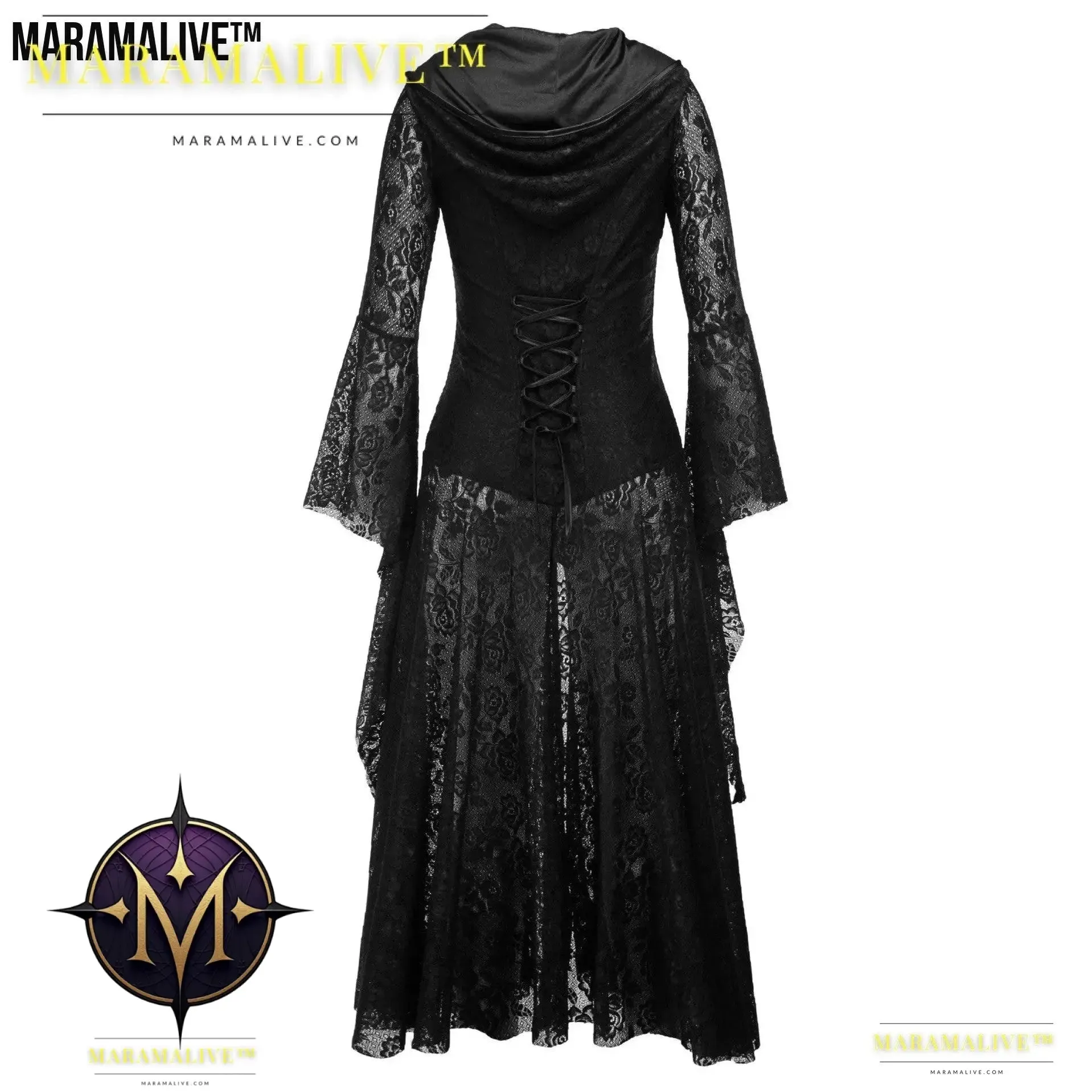 Women's Gothic Vintage Lolita Black Lace Dress Maramalive™
