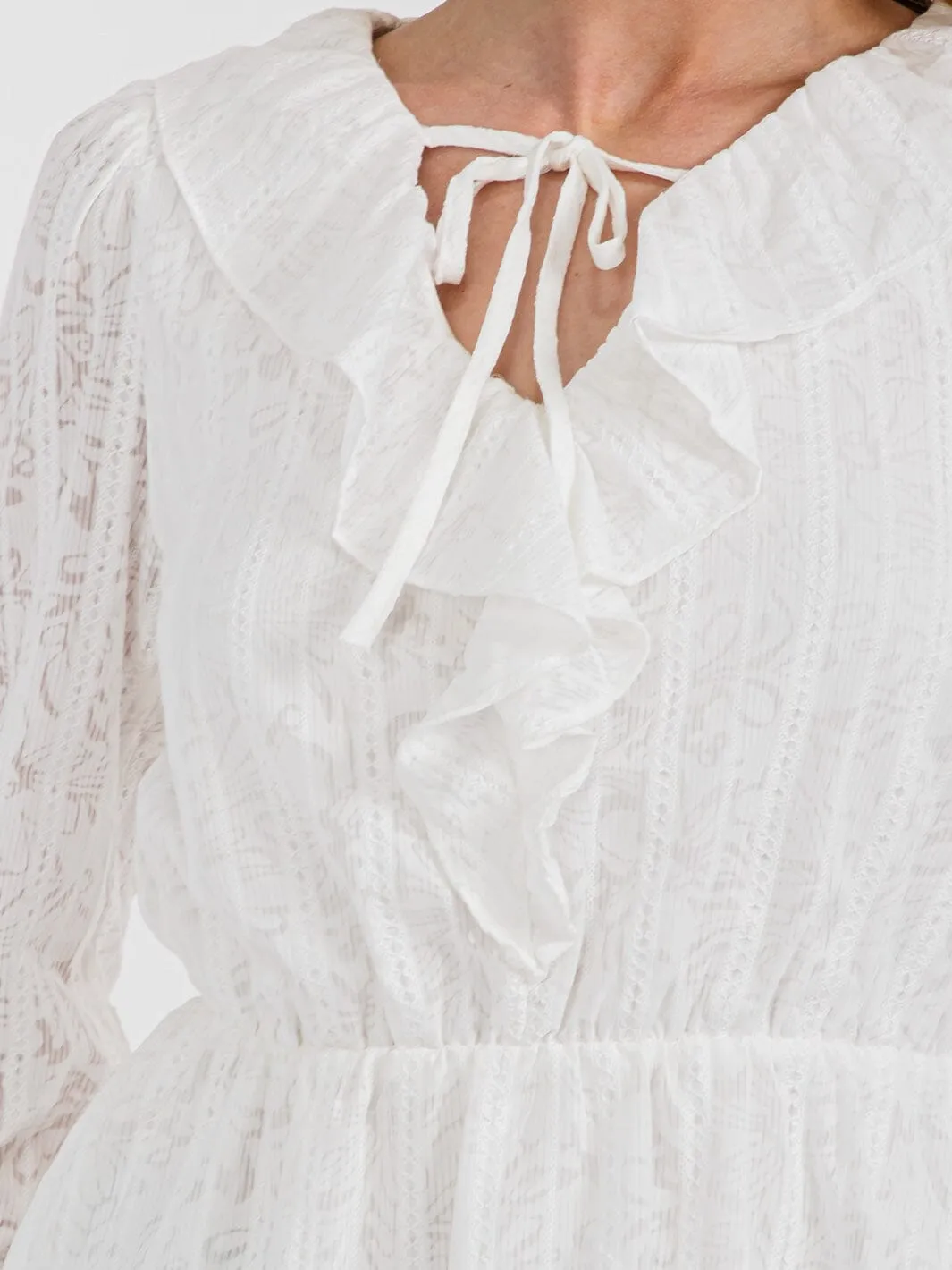 WOMEN'S LONG SLEEVE V-NECK RUFFLE PEPLUM BLOUSE