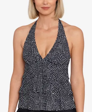 Women's Printed Tiered Halter Tankini Top
