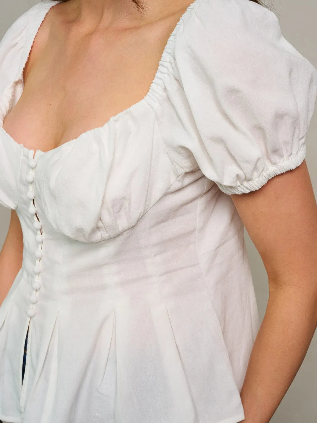 WOMEN'S SHORT SLEEVE BUTTON CLOSURE BLOUSE TOP