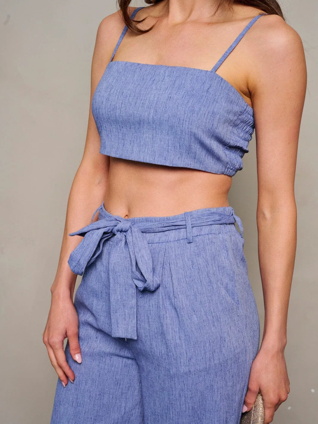 WOMEN'S SLEEVELESS CROP TOP & WIDE LEG PANTS 2PC. SET