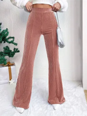 Women's Stylish Elastic Waist Corduroy Flared Pants