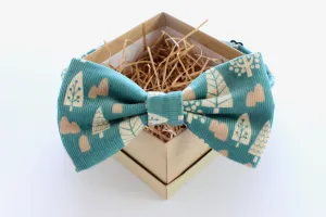 Woodland Turquoise Corduroy Children's Bow Tie