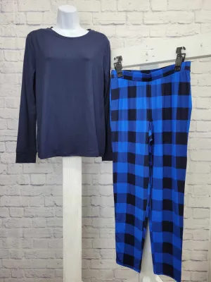 XSMALL COBALT A459555 AnyBody Lush Jersey Lounge Set with Drawstring Bag