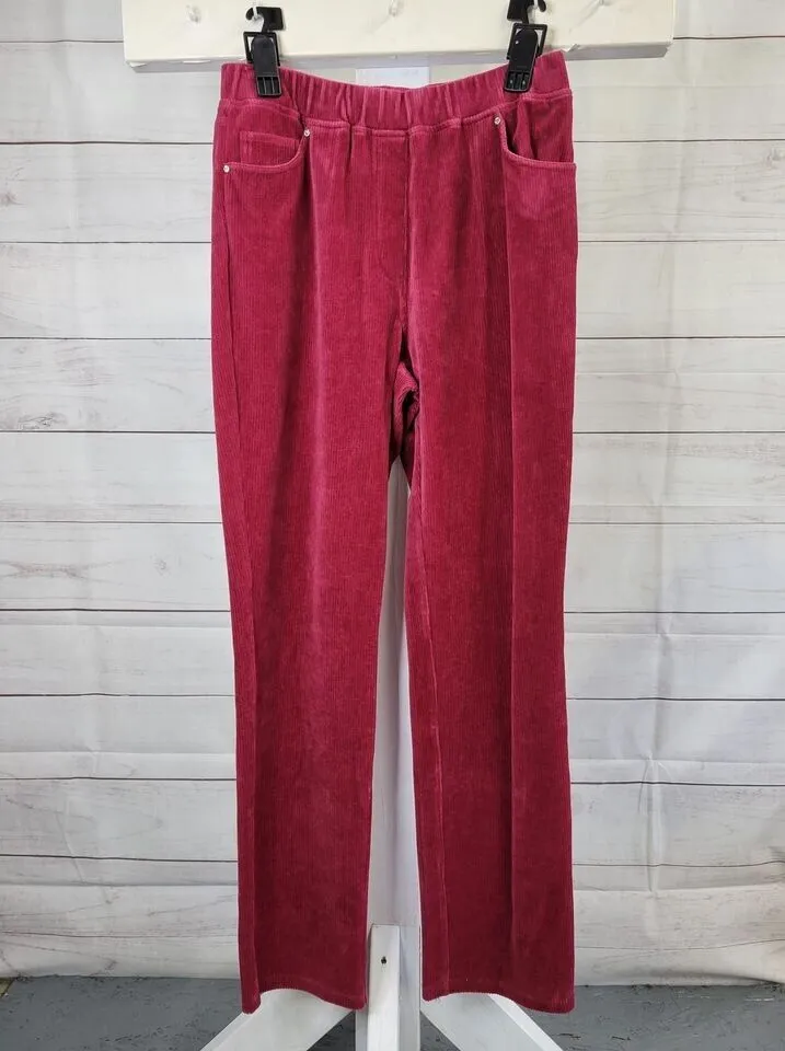 XXSMALL BRICK A341781 Quacker Factory Regular Corduroy Straight Leg Pants w Pockets
