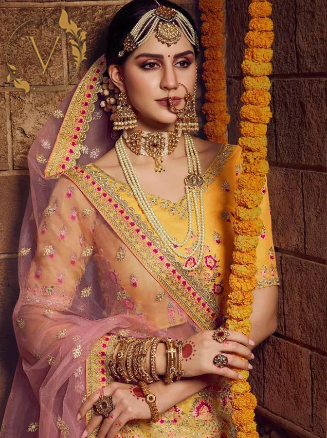 Yellow Embroidered Organza Lehenga Choli With Dupatta