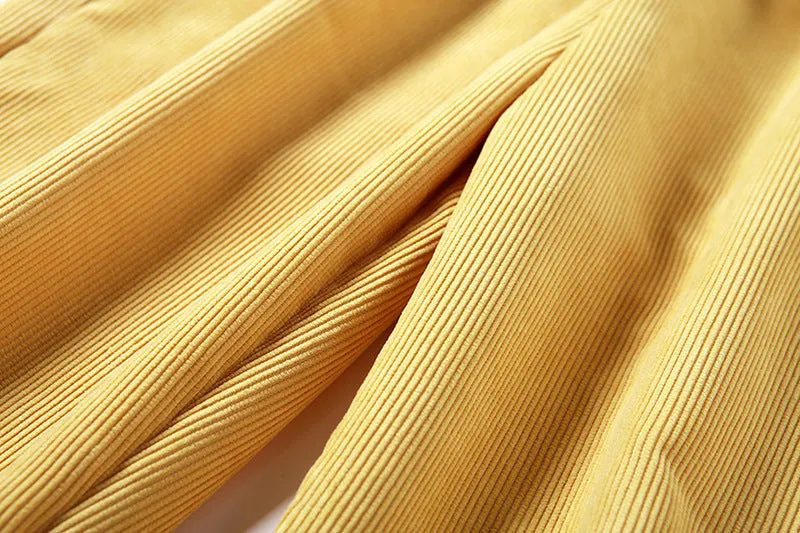 Yellow High Waist Corduroy Pants
