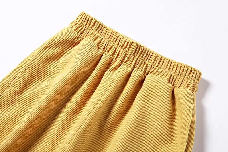 Yellow High Waist Corduroy Pants