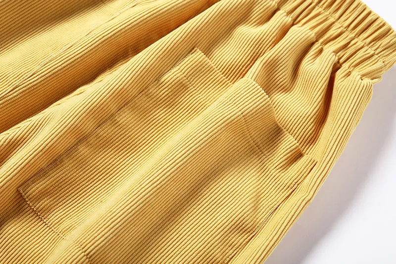 Yellow High Waist Corduroy Pants