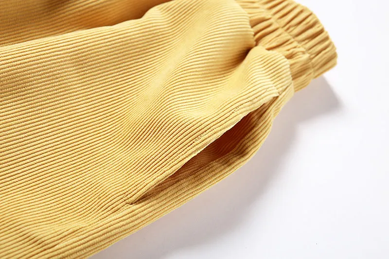 Yellow High Waist Corduroy Pants
