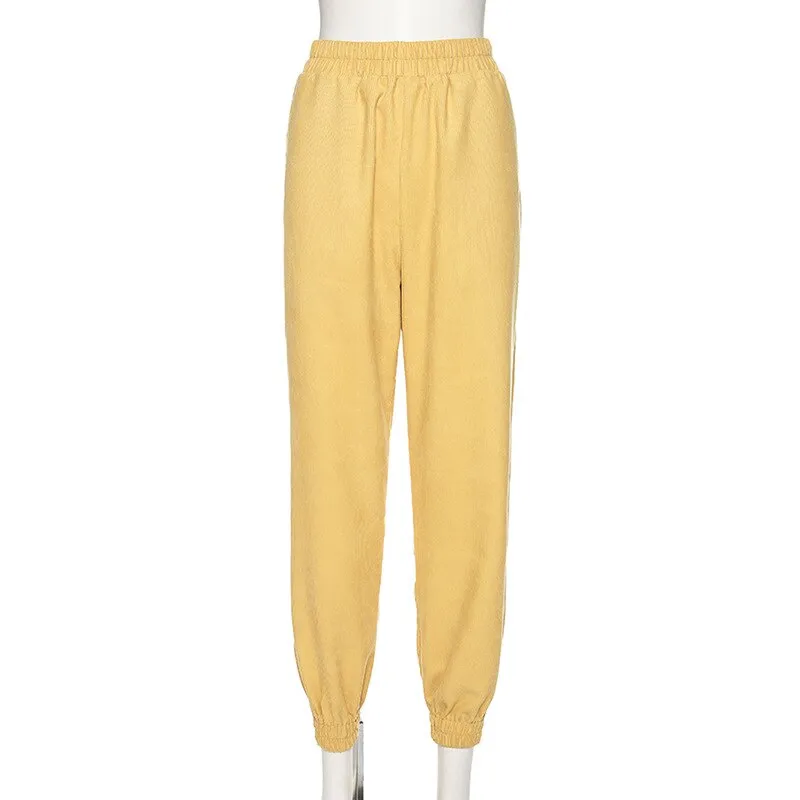 Yellow High Waist Corduroy Pants