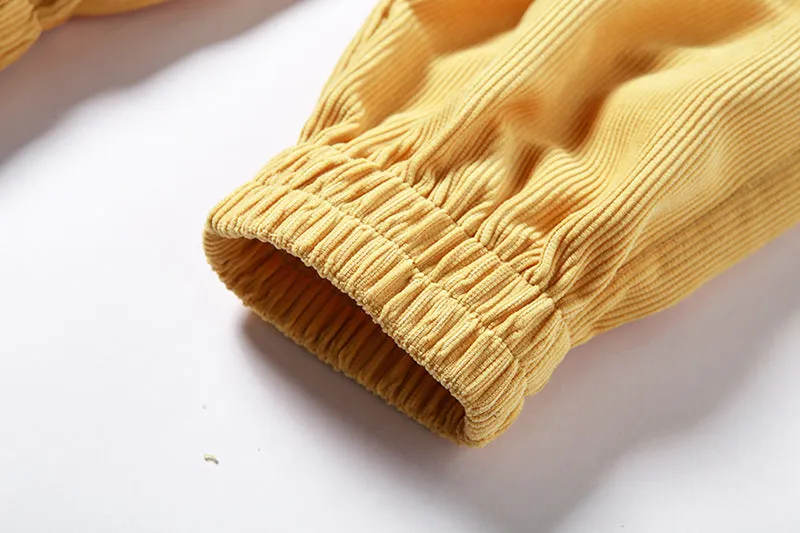 Yellow High Waist Corduroy Pants