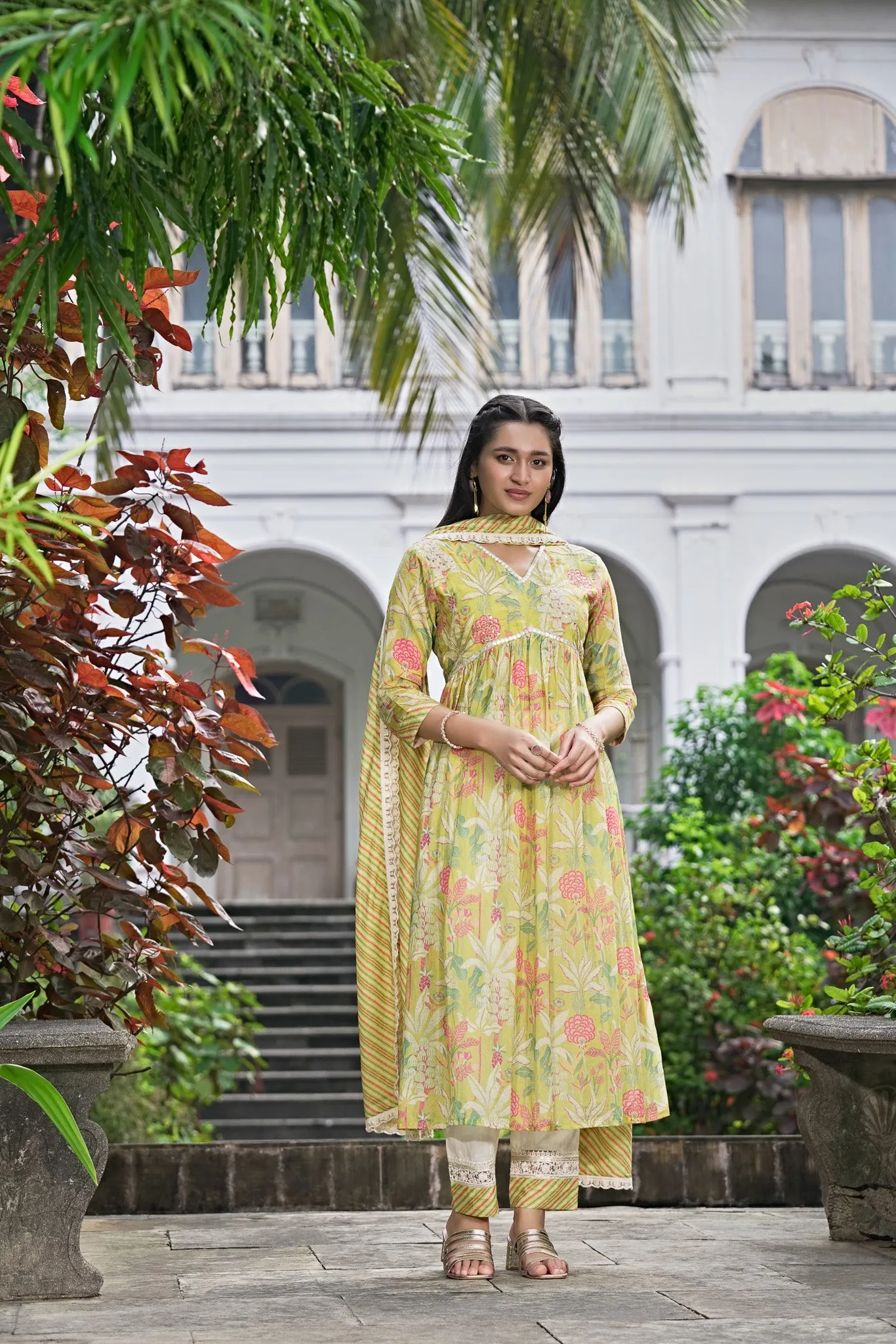 Yellow Mul Cotton Suit Set