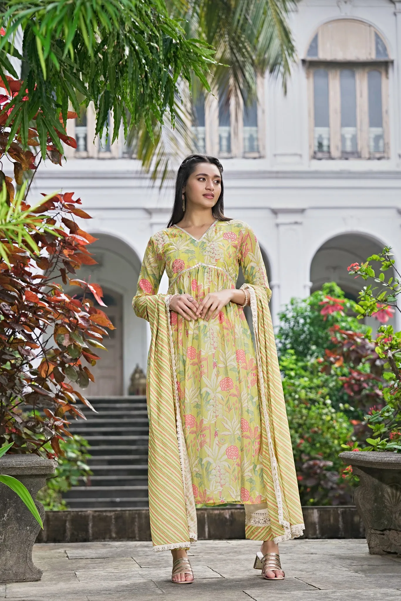 Yellow Mul Cotton Suit Set