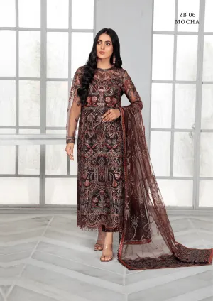ZARIF Bahaar Festive Formals Unstitched Suit ZB-06 MOCHA