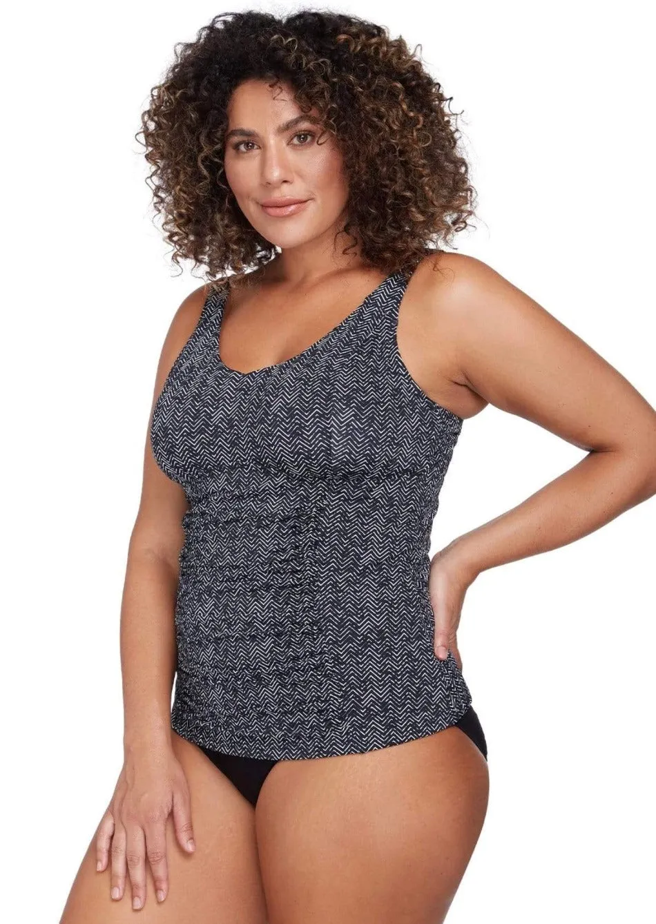 Zig Zag Raphael u/wire Tankini Black