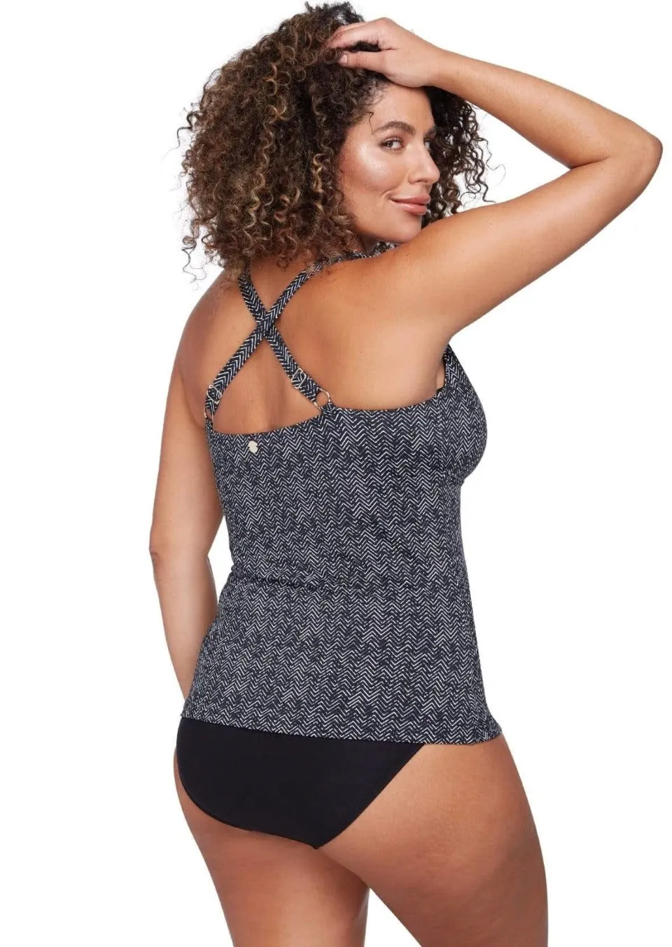 Zig Zag Raphael u/wire Tankini Black