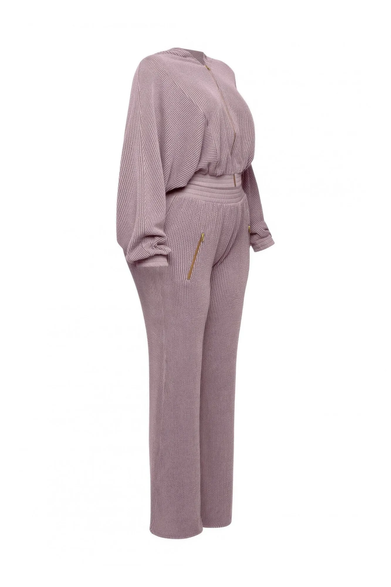 Zipper Closure Hoodie Jacket & Pants Set