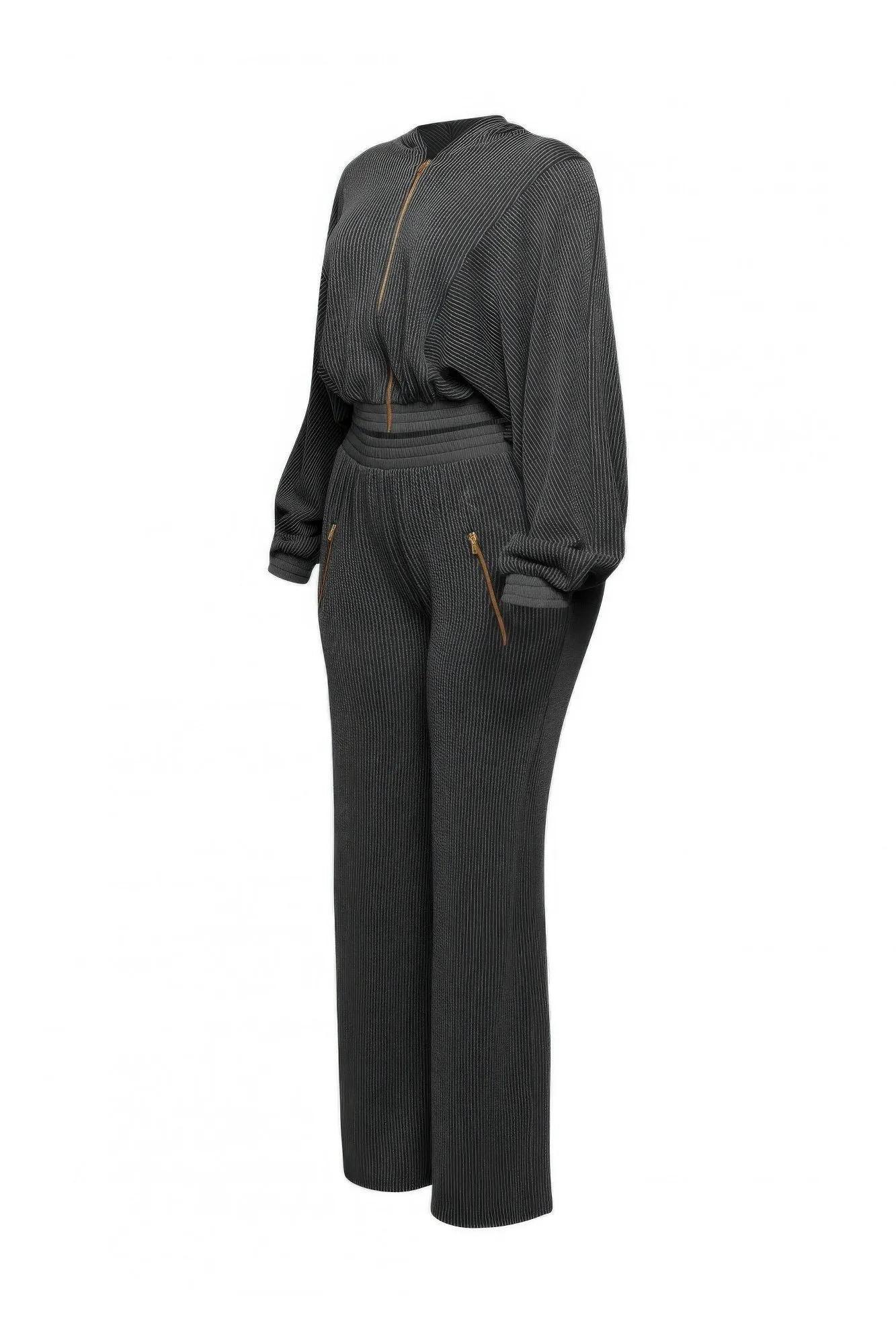Zipper Closure Hoodie Jacket & Pants Set