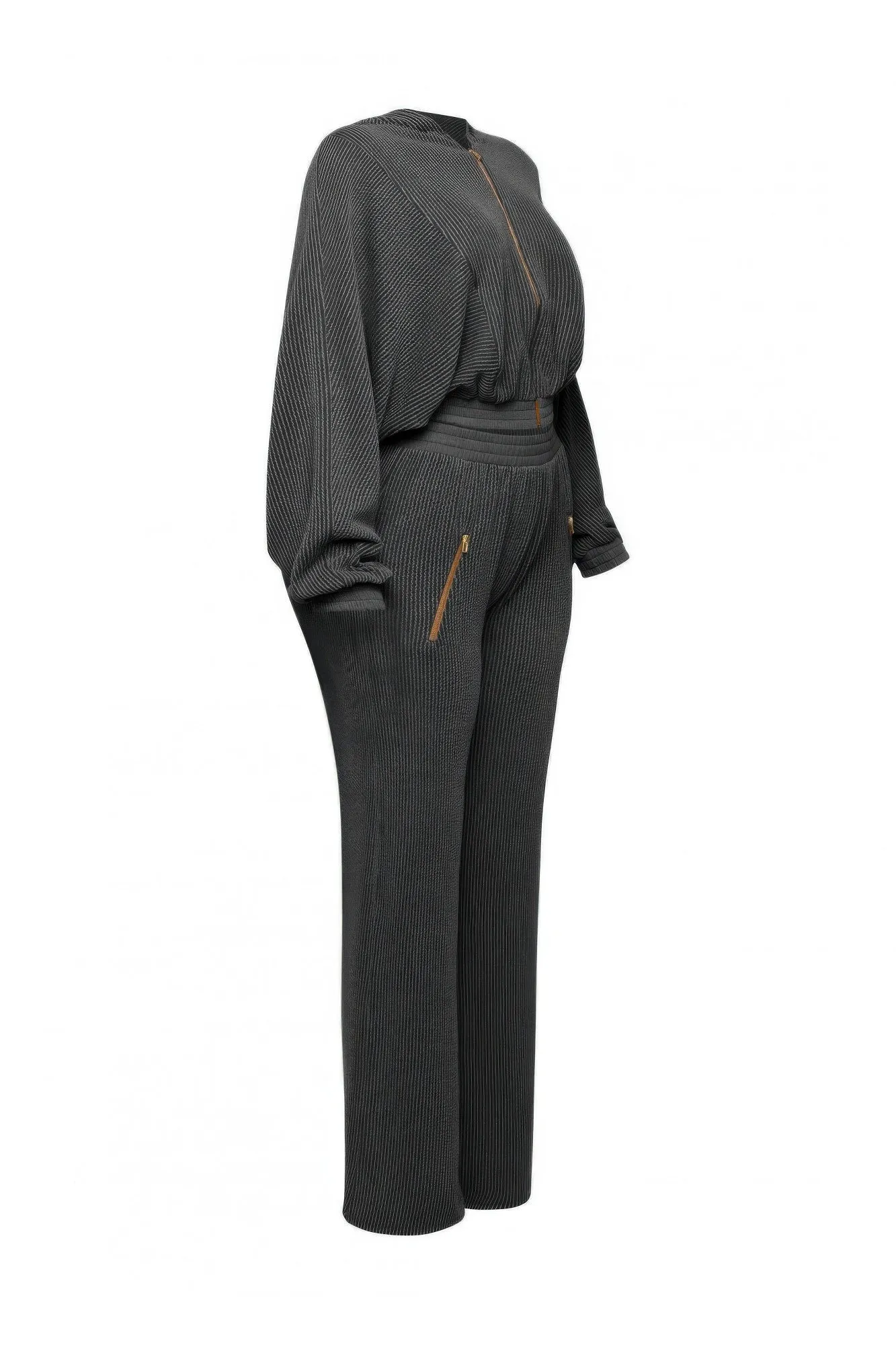 Zipper Closure Hoodie Jacket & Pants Set