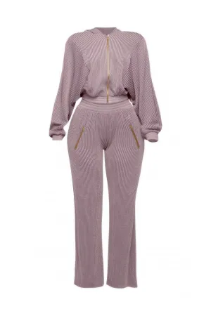 Zipper Closure Hoodie Jacket & Pants Set
