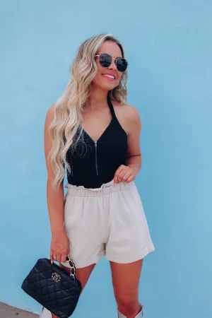 Zippy Halter Neck Top - Black