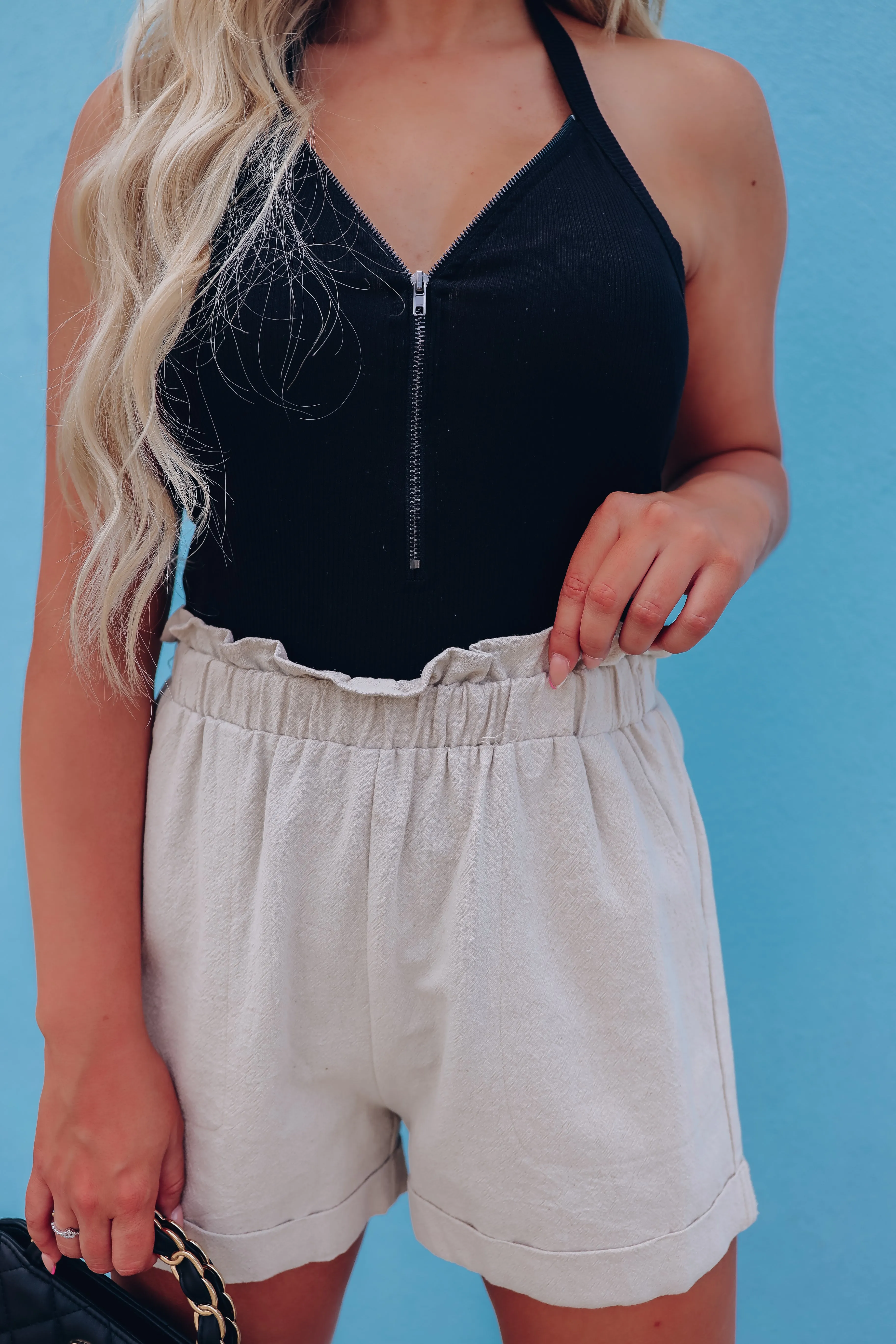 Zippy Halter Neck Top - Black
