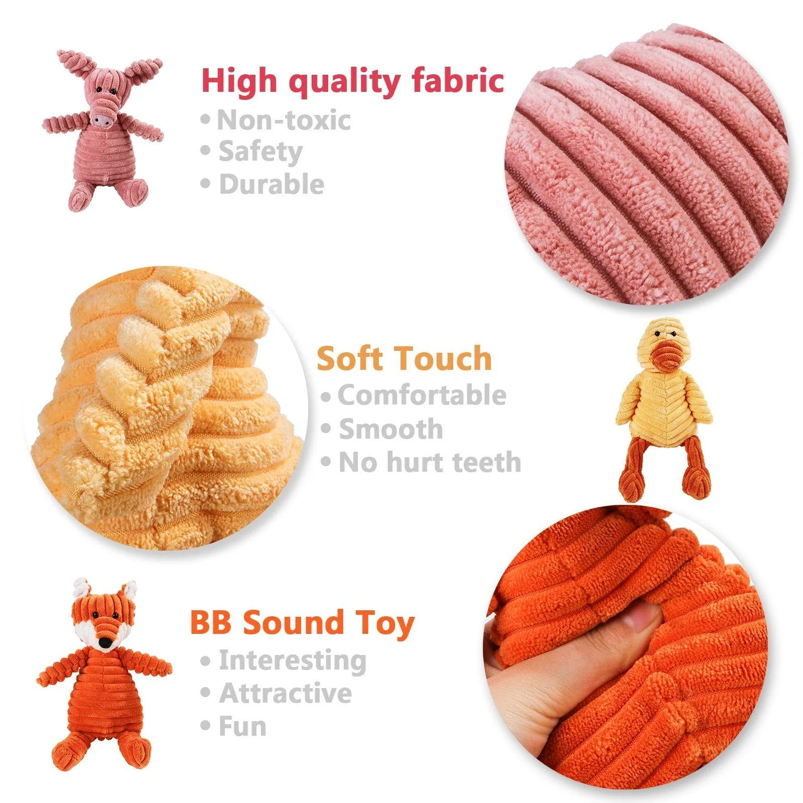 Zoo Plush Chew Squeaky Toys
