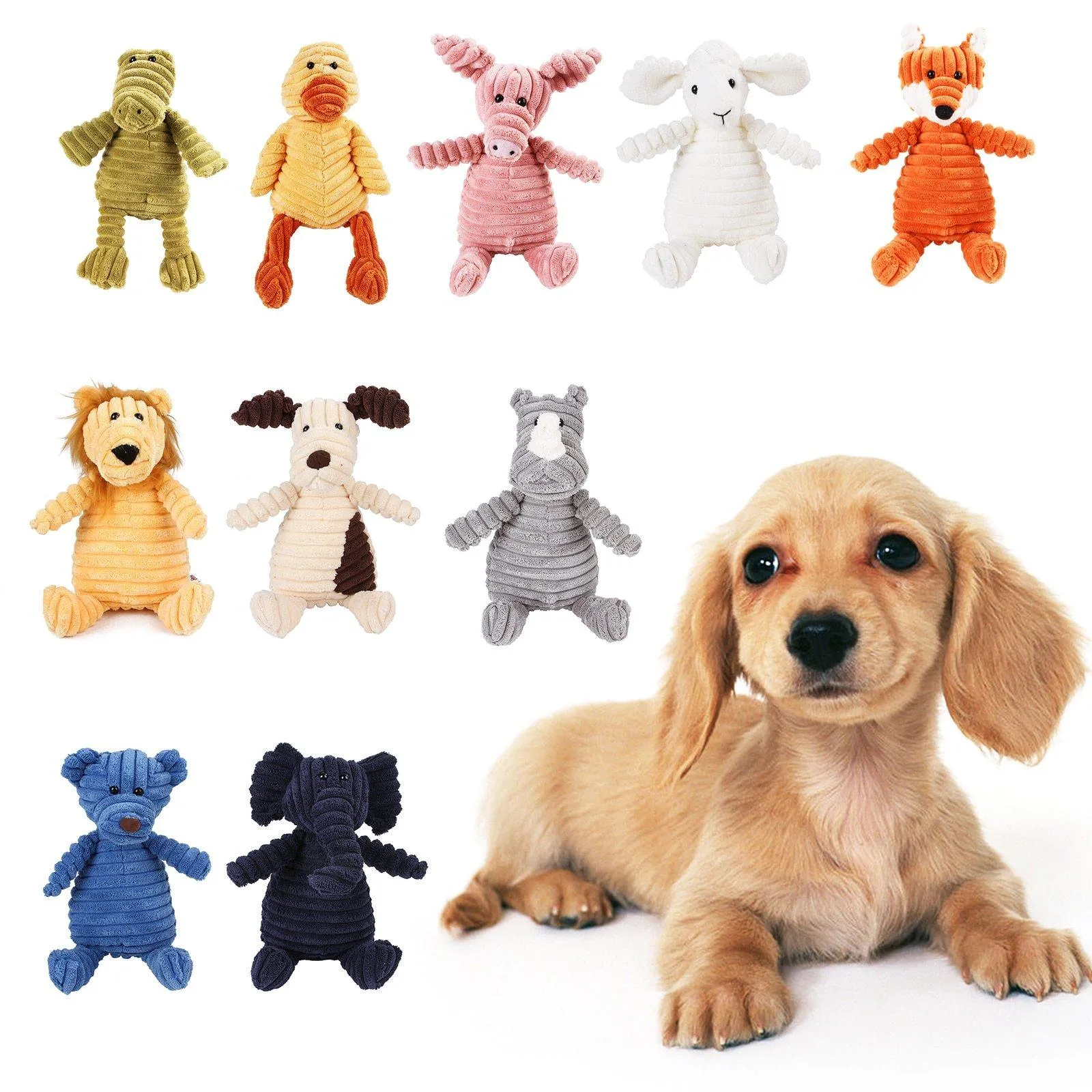 Zoo Plush Chew Squeaky Toys