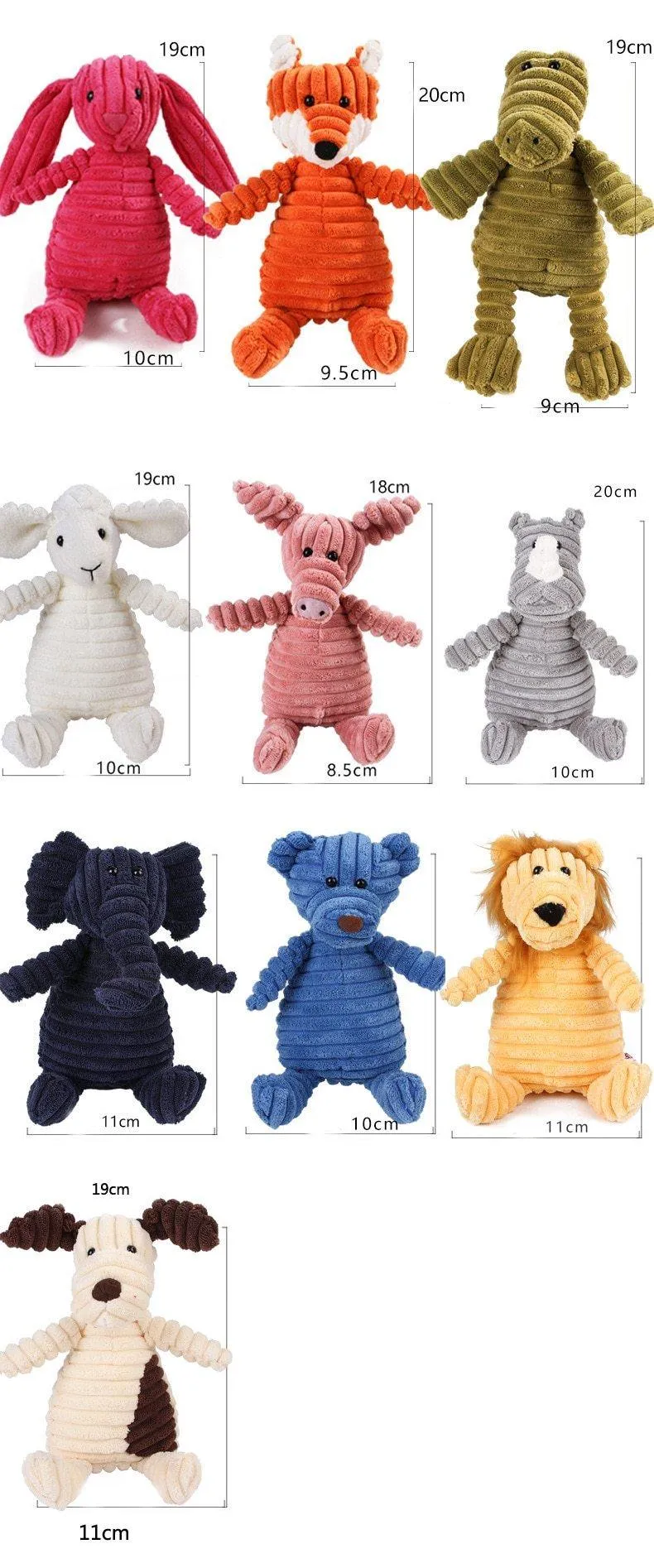 Zoo Plush Chew Squeaky Toys